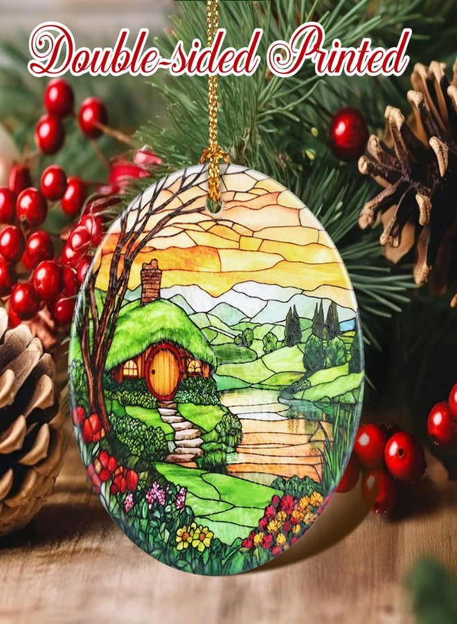 Jocidea Christmas Ornaments, 2.8 Inch Ceramic Hanging Ornament, Christmas Tree Ornaments, Xmas Decorations, Holiday Decorations, Holiday Party Gifts, and Xmas Gift Ideas - Hobbit House - Image 5